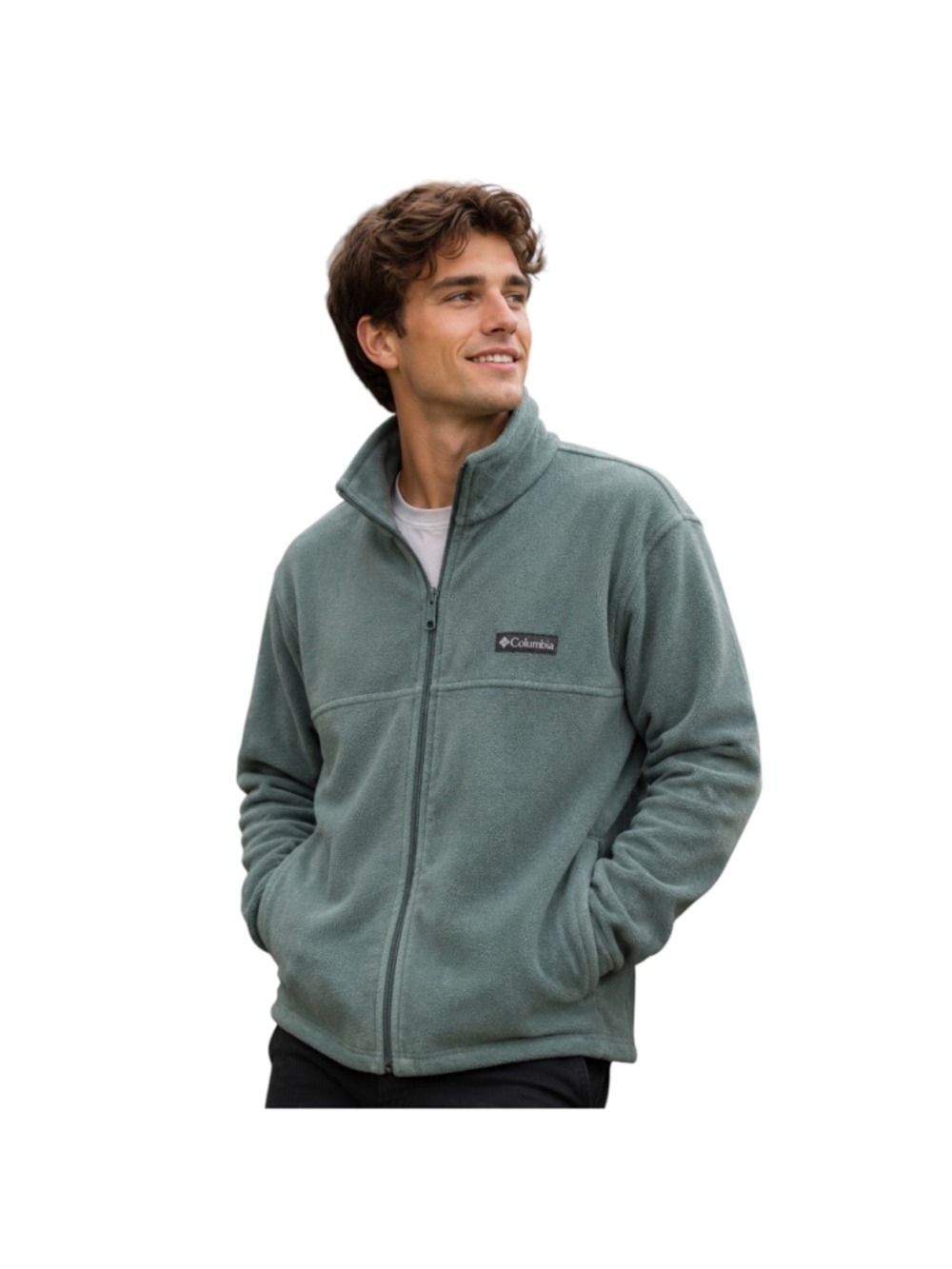 Columbia Men’s Full Zip Fleece Jacket Sage Green XL Zip Front